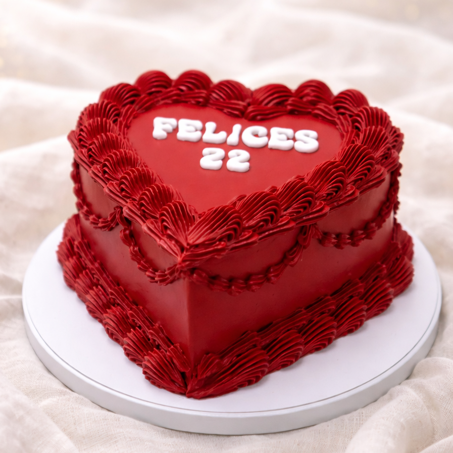 Tarta Corazón Rojo Intenso